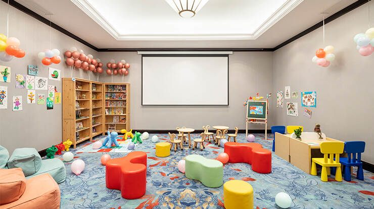 Kids’ activity room, a playground for children to play, and enjoy parent-child time in educational activities